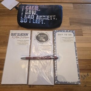 Tiramisu Paperie Funny Notepad & Pen Set with Pouch – Gift Bundle New